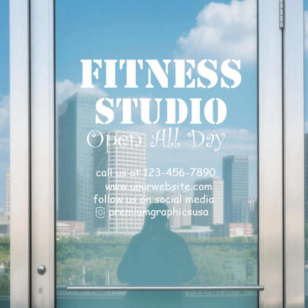 Pilates X Yoga - Naklejka na okno studia z możliwością